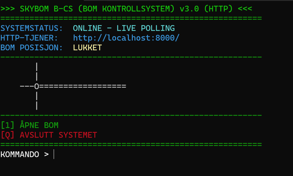 Legacy control system running in a terminal.